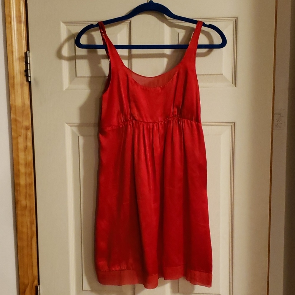 Red silk dress with adjustable straps